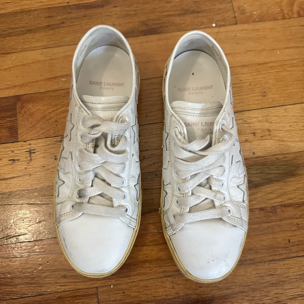 Saint Laurent white leather star sneakers - Picture 4 of 8